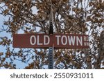 Sign at entrance to the Old Town Plaza historic district in Albuquerque, New Mexico, US.