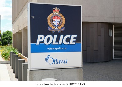 Sign At Entrance Of The Ottawa Police Headquarters. Ottawa, Canada. July 8, 2022