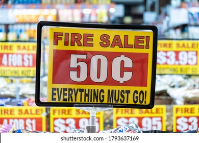 Sign Fire Sale Everything Must Go 50c