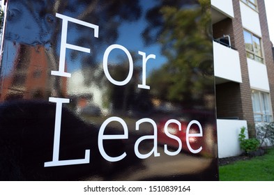 The Sign Of 'For Lease' At Front Of A Residential Building. North Melbourne, VIC/Australia. 