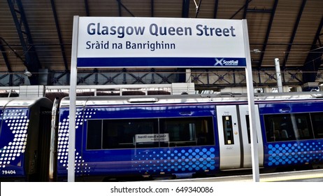 Sign For Glasgow Queen Street Station. Scotland. UK
May 2017