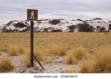 A Sign For Hikers Marking The Path Of The Dune Life Nature Trail At White Sands National Park In New Mexico.