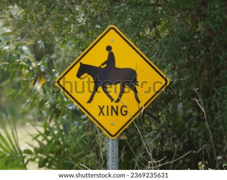 Sign for horse crossing in Florida. 
