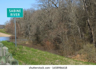 Sign Indicating The Sabine River, Mineola, TX/USA (Feb. 28, 2020)