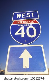 A Sign For Interstate 40 West In New Mexico