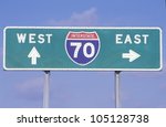 A sign for interstate 70 west and east