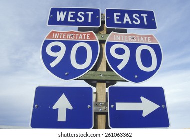 A Sign For Interstate 90 East And West