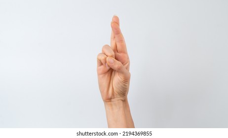 Sign Language Of The Deaf And Dumb People, English Letter R. High Quality Photo