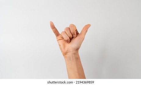 Sign Language Of The Deaf And Dumb People, English Letter Y. High Quality Photo