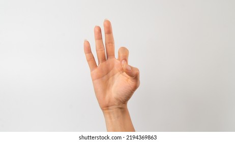 Sign Language Of The Deaf And Dumb People, Number, Digit Nine. High Quality Photo