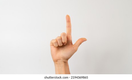 Sign Language Of The Deaf And Dumb People, English Letter L. High Quality Photo