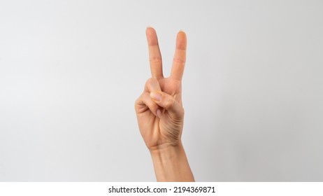 Sign Language Of The Deaf And Dumb People, English Letter V. High Quality Photo