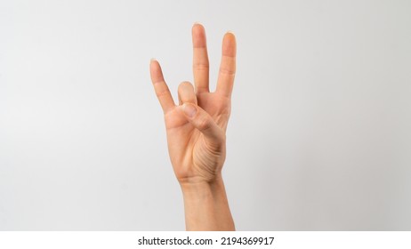 Sign Language Of The Deaf And Dumb People, Number, Digit Seven. High Quality Photo