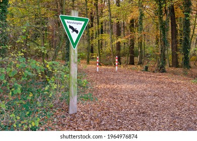 Sign nature reserve at the path to the forest - Shutterstock ID 1964976874