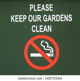 Sign, No Smocking, Pleas Keep Our Garden Clean