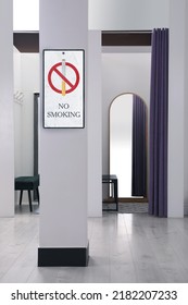 Sign No Smoking Near Dressing Room In Fashion Store