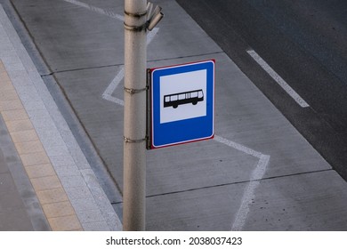 Sign On A Bust Stop In Warsaw Capital City Of Poland