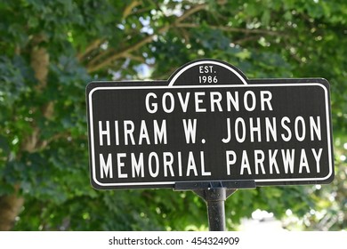 A Sign On The California Capitol Grounds/park: Gov. Hiram W. Johnson Memorial Parkway