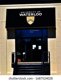 Sign On A Entrance Of University Of Waterloo Downtown Kitchener March 21, 2020