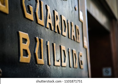 Sign On The Exterior Of The Guardian Building In Downtown Detroit, April 2015