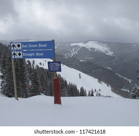 Sign On The Ski Slopes In Vail, Colorado