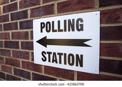 A sign outside a Polling Station on election day in the UK.
