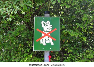 Sign in Park with Logo 'No Dogs' and Red Cross - Shutterstock ID 2253838123