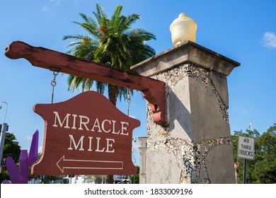 Sign For The Popular Miracle Mile In Coral, Gables In Miami.