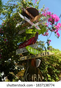 Sign Post With Multiple Destinations. Florida,Key West, 20/04/2016