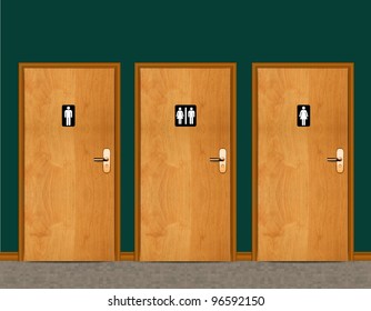 wooden toilet door signs
