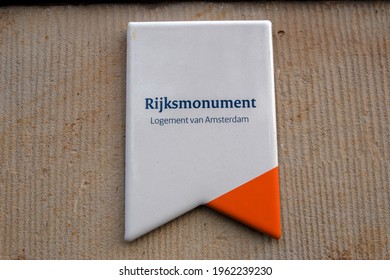 Sign Rijksmonument Logement Van Amsterdam At The Hague The Netherlands 28-12-2019