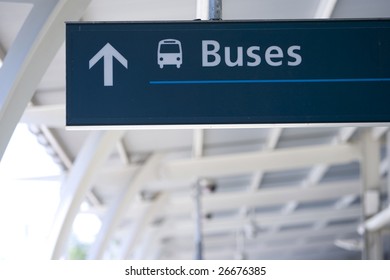 A Sign Showing People Where To Find Buses At Sydney Airport