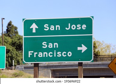 A Sign In Silicon Valley Showing The Way To Either San Jose Or San Francisco.