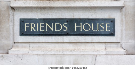 Sign Stating Friends House On A White Marble Plinth