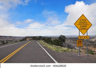 Sign Steep Grades Sharp Curves Hogback Stock Photo 406628020 | Shutterstock