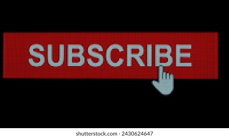 Sign template isolated on black background. Animated social media symbol hand clicking on subscribe button icon on pixel screen. - Powered by Shutterstock