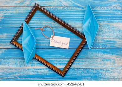 Sign Thank You With Photo Frame. Vocation Background