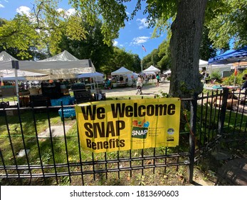 A Sign That Reads We Welcome Snap Benefits In A Local Farmers Market In Boston Massachusetts September 2020