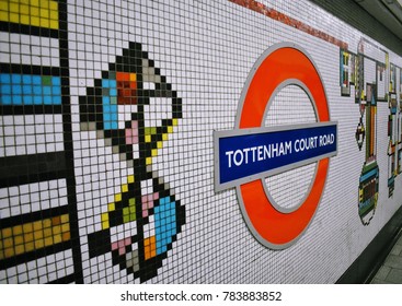 Sign At Tottenham Court Road Tube Station, London, December 2017.