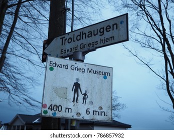 Sign To Troldhaugen Bergen Norway