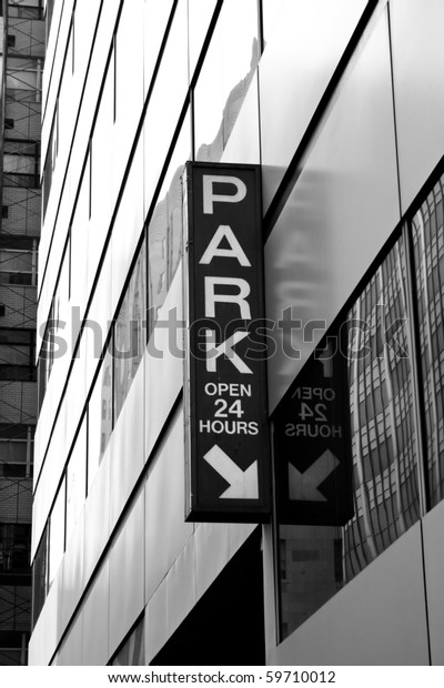 Sign Underground Parking Garage Manhattan New Transportation