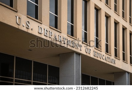 Sign of U.S. Department of Education in Washington D.C.