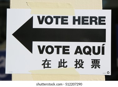 Sign At The Voting Site In New York.