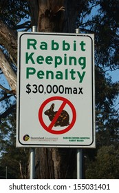 Sign Warning Against Keeping Of Rabbits, Darling Downs, Queensland, Australia