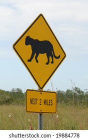 Sign Warning Of Florida Panther Habitat In The Everglades