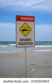 Sign warning of sharks in the sea