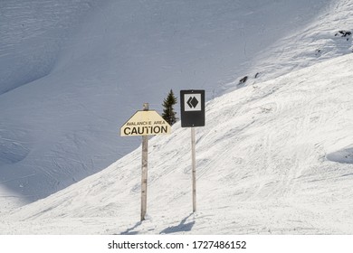 A Sign Warning That A Run Is A Double Black Diamond And That There Is A Risk Of Avalanches