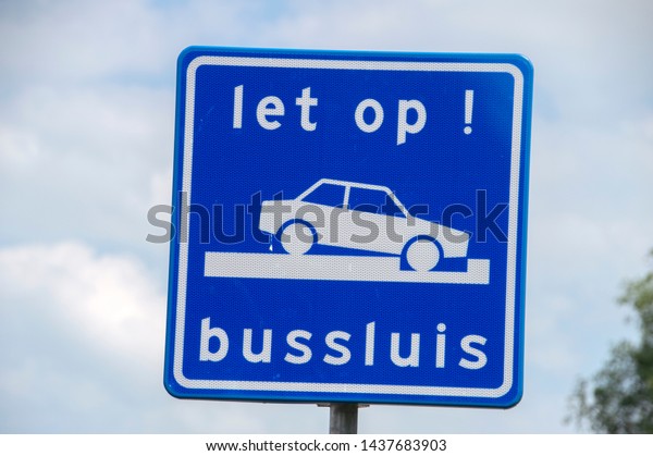 Sign Watch Out Bus Sluice At Amsterdam The\
Netherlands 2019