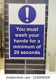 Sign Which Tells That You Must Wash Your Hands For A Minimum Of 20 Seconds￼