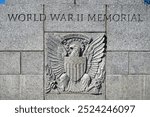 Sign for the World War II Memorial in Washington, DC